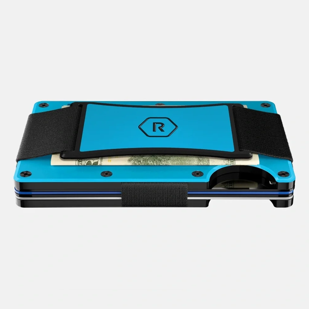 Ridge Speedway Blue RFID blocking Wallet with cash Strap Limited Edition